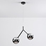 Asymmetrische 2-lichts hanglamp Dexter - smoke glas met spiegeleffect in zwart
