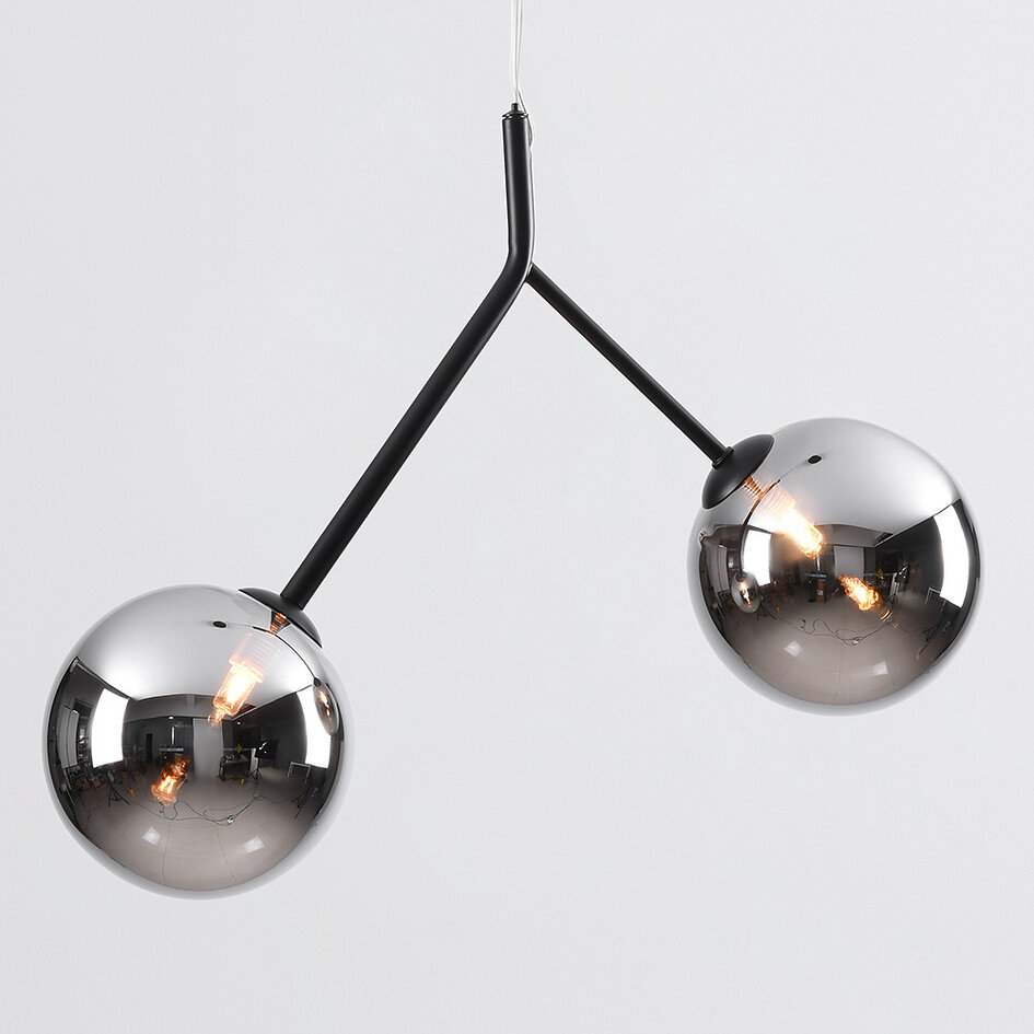 Suspension asymétrique Dexter 2-light - verre fumé avec effet miroir