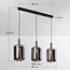 Lampe suspendue à 3 lumières noire et or avec verre fumé - Teto