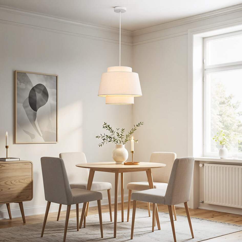 Japandi hanglamp Vilo - wit stof