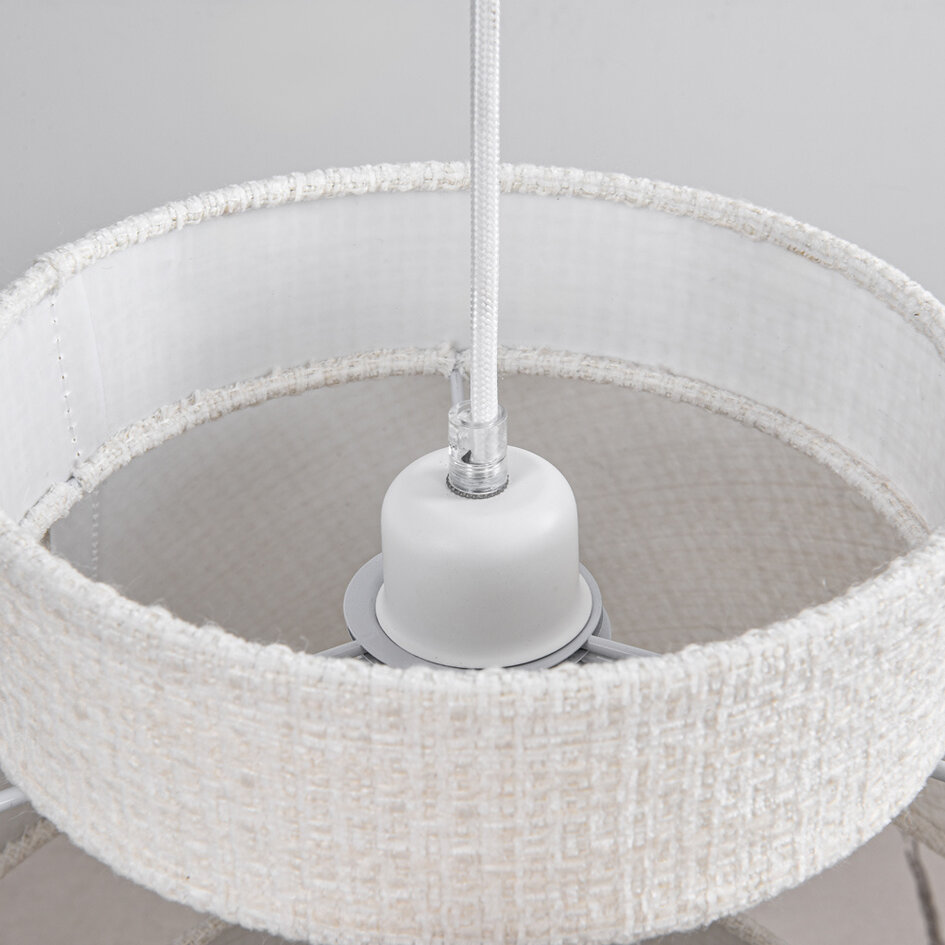 Lampe suspendue Japandi Vilo - tissu blanc