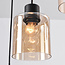 Lampe suspendue noire Palaio avec verre ambré, 6 lumières