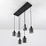 6-lichts hanglamp Palaio - zwart en smoke glas