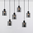 Lampe suspendue noire Palaio avec verre fumé, 6 lumières