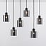 Suspension 6 lumières Palaio - noir et verre fumé