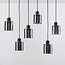 Lampe suspendue noire Palaio avec verre fumé, 6 lumières