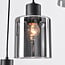 Suspension 6 lumières Palaio - noir et verre fumé