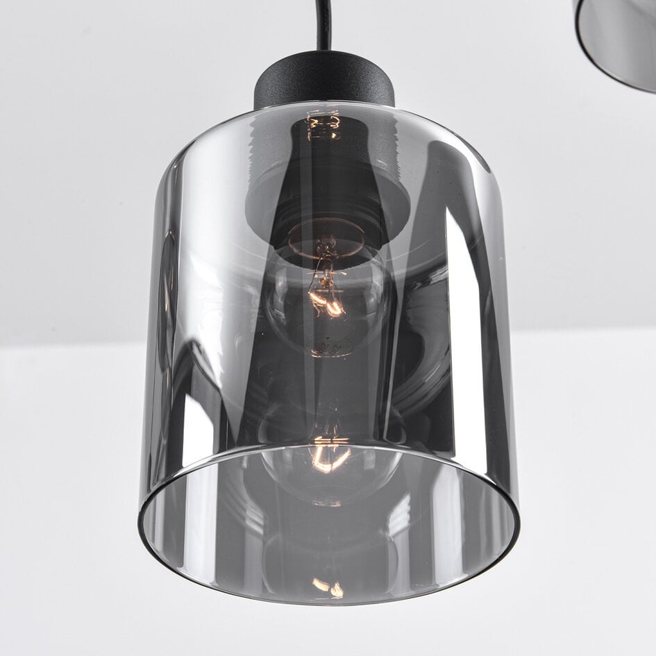 Suspension 6 lumières Palaio - noir et verre fumé