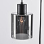 Lampe suspendue noire Palaio avec verre fumé, 6 lumières