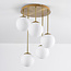 Plafonnier rond or avec verre blanc laiteux, 5 lumières - Carat