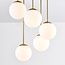 5-lichts plafondlamp Carat - goud en melkwit glas