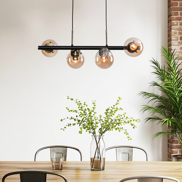 Suspension moderne 4 lumières verre ambré - Saba