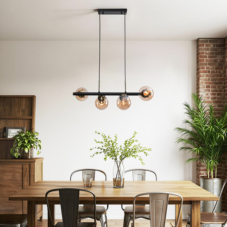 Suspension moderne 4 lumières verre ambré - Saba