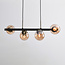 Suspension moderne 4 lumières Saba - noir et verre fumé