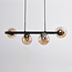 4-lichts moderne hanglamp Saba - zwart en rookglas