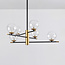 Suspension Nisha 6 lumières en verre transparent - noir et doré