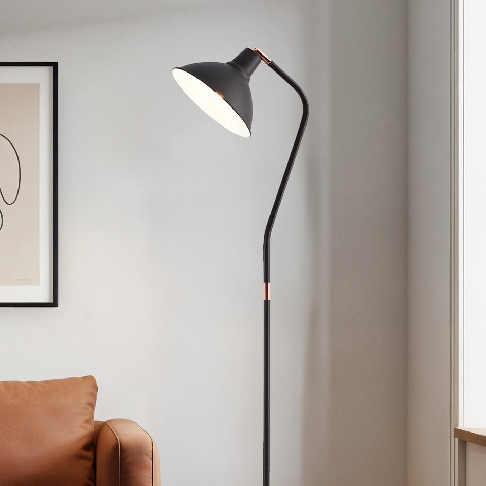 Staande lamp zwart met kantelbare kap - Freddie