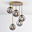 5-lichts plafondlamp Carat - goud en smoke glas