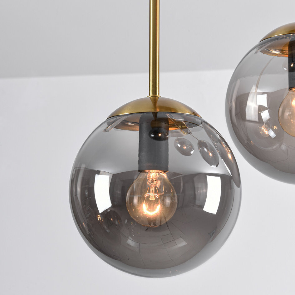 Ronde plafondlamp goud met smoke glas, 5-lichts - Carat