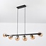 Suspension design 6 lumières Guadeloupe - noir et verre ambré