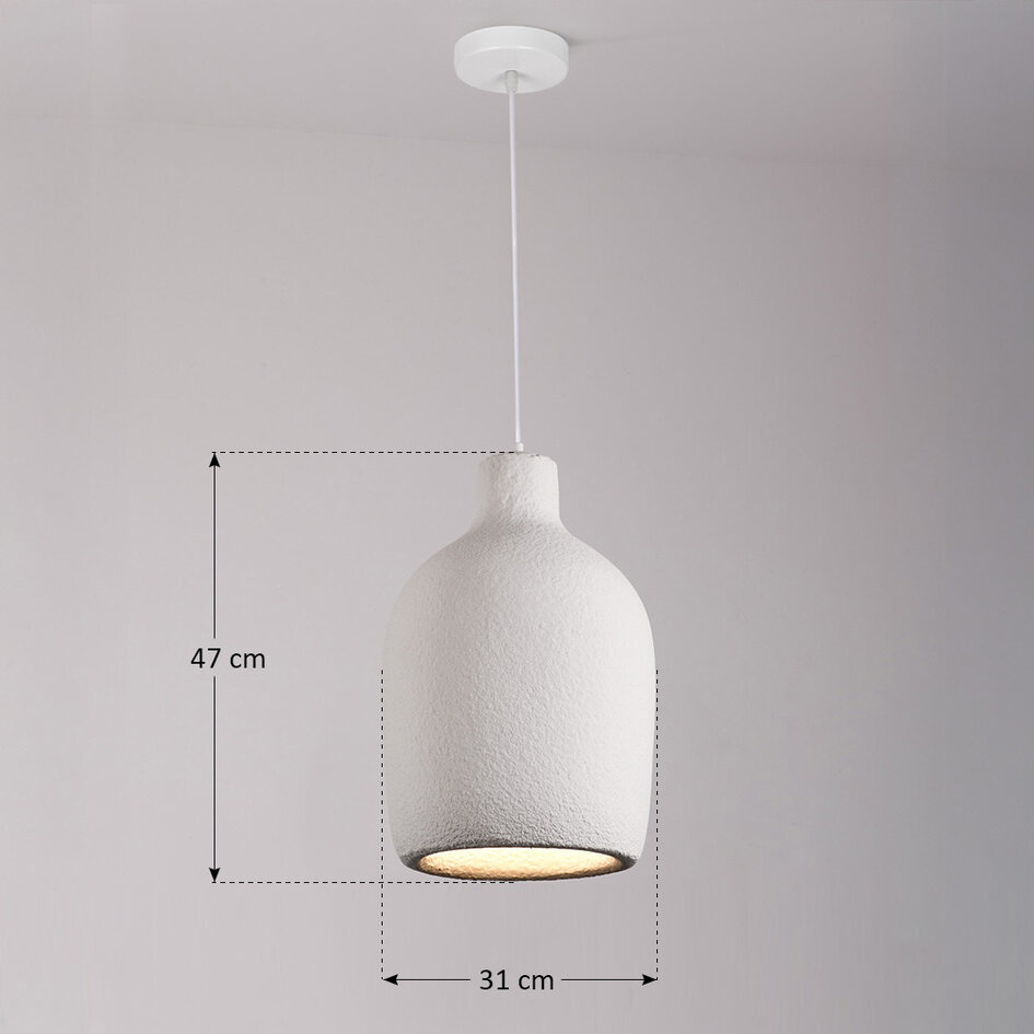 Lampe suspendue minimaliste Wabi Sabi Hikari avec effet pierre Ø31 cm - blanc