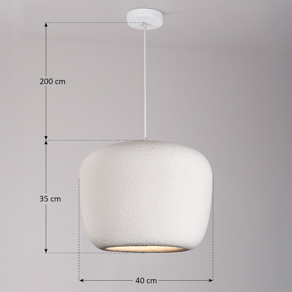 Suspension Wabi Sabi Kumo Ø40 cm effet pierre - blanc