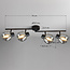 Zwarte plafondlamp met smoke glas en spiegeleffect, 4-lichts - Jenthe