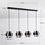 Lampe suspendue Faey noir avec verre fumé, 4 lumières