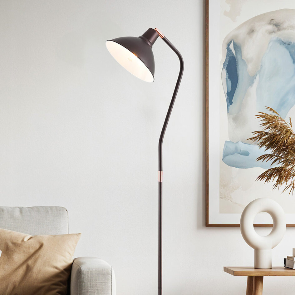 Lampadaire avec abat-jour inclinable - Freddie - Marron café