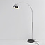Gebogen staande lamp Bowie in chroom met zwart marmer