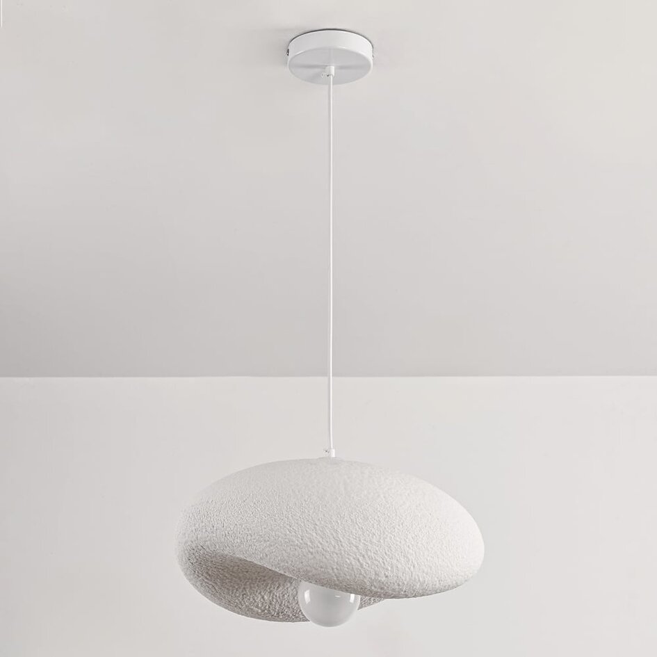Lampe suspendue Wabi Sabi Kawa avec effet pierre blanche - 40 x 36 cm