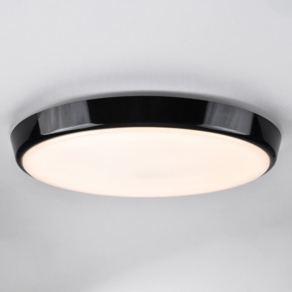 Plafonnière zwart Ø35,2 cm met noodunit - CCT switch 3000K/4000K/6000K