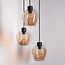 Design mat zwarte en zandgouden hanglamp met amber glas 3-lichts - Stockton