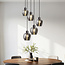 5-lichts hanglamp met smoke glas - Glendale