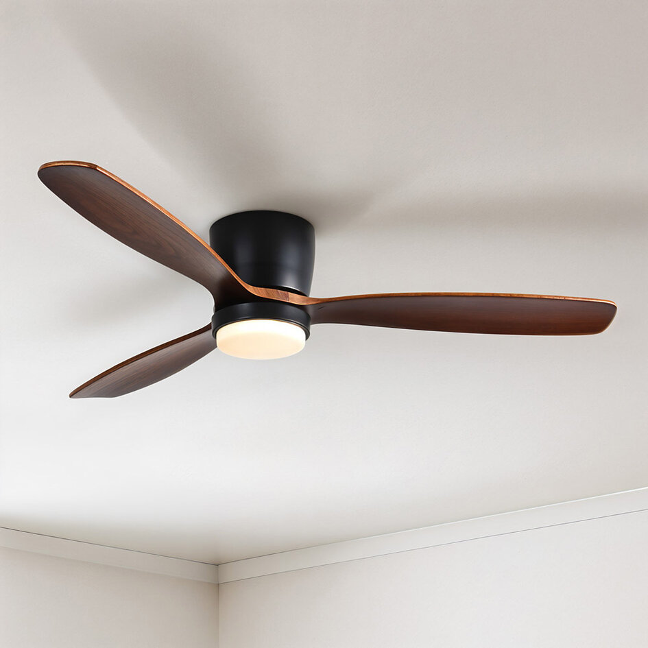 Ventilateur de plafond été/hiver en bois avec température de couleur réglable - Flux