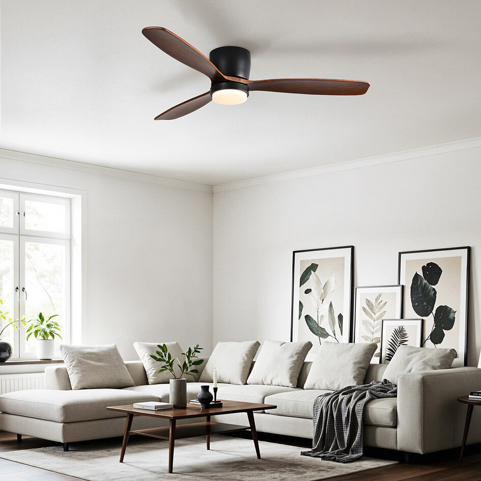 Ventilateur de plafond été/hiver en bois avec température de couleur réglable - Flux