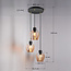 Suspension design 3 lumières Stockton - noir mat et verre ambré