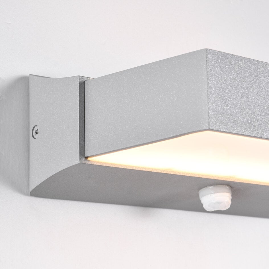 Applique murale extérieure Onyx avec détecteur - argent avec LED intégrée