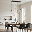 Lampe suspendue noire Palaio avec verre ambré, 6 lumières
