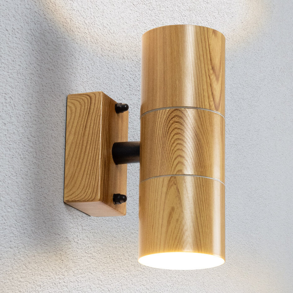 Applique contemporaine allongée 2 lumières aspect bois - Giorgia