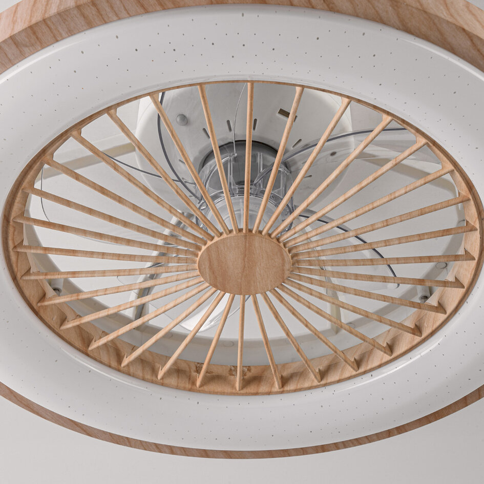 Plafondventilator met aanpasbare kleurtemperatuur en stereffect houtlook - Starry
