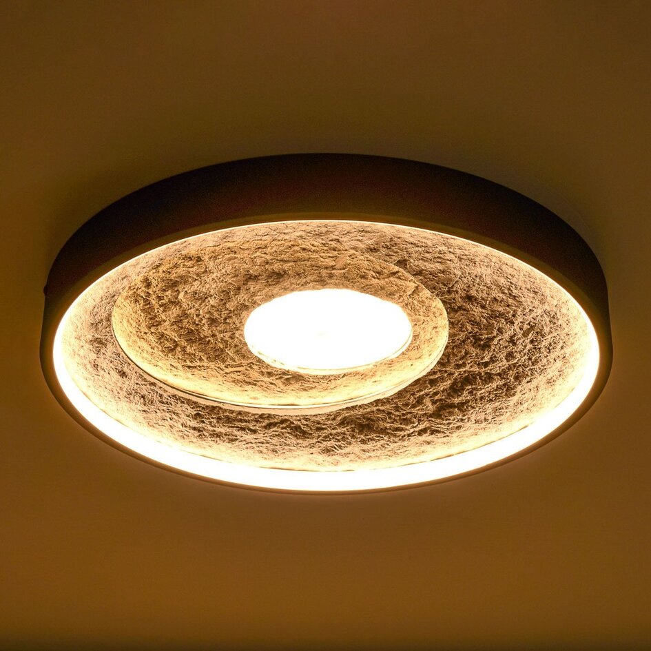 Moderne plafondlamp Cercul zwart met grijs steeneffect Ø40 cm, 36W - 3-staps dimbaar