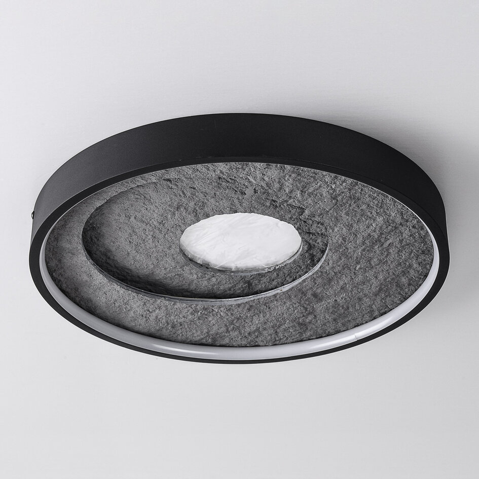 Moderne plafondlamp Cercul zwart met grijs steeneffect Ø40 cm, 36W - 3-staps dimbaar