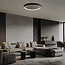Plafondlamp zwart Cercul met 3-staps dimbare LEDs en grijs steeneffect, Ø60 cm, 29W