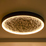 Plafondlamp zwart Cercul met 3-staps dimbare LEDs en grijs steeneffect, Ø60 cm, 29W