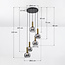 Lampe suspendue design Imme or avec verre fumé, 5 lumières