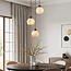 3-lichts hanglamp mat zwart met marmerlook - Marmore