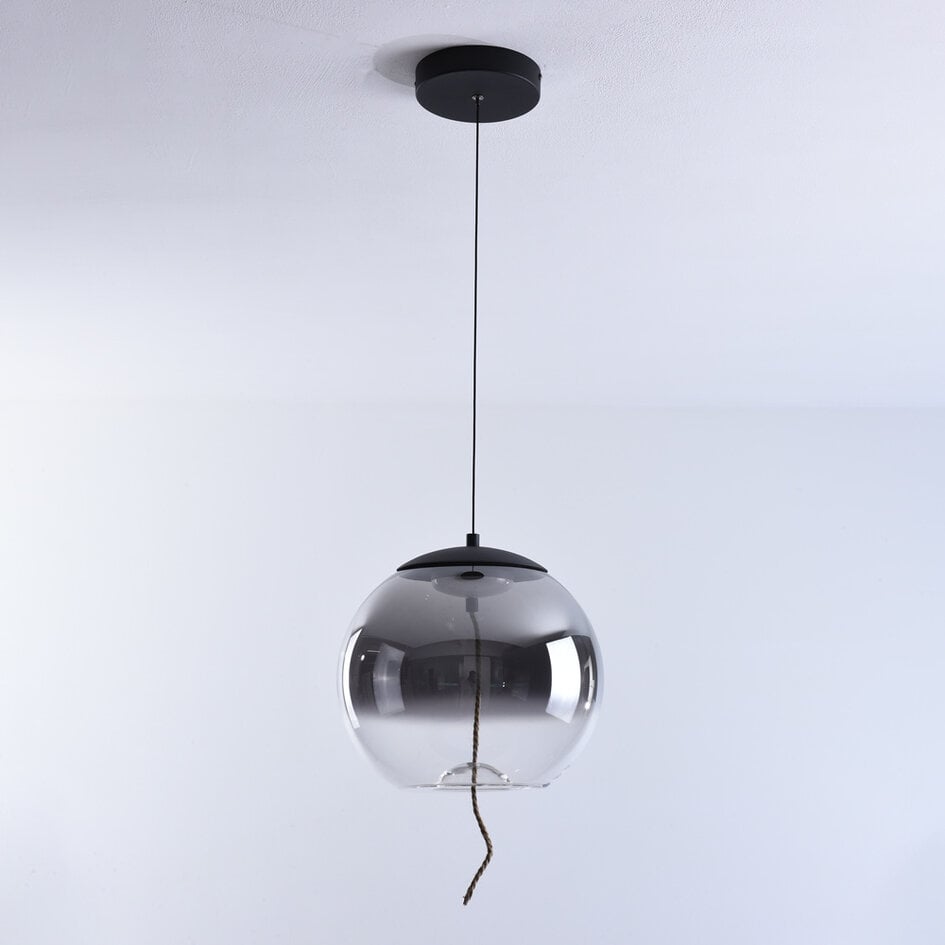 Suspension Vajen à intensité variable - verre fumé et corde de chanvre