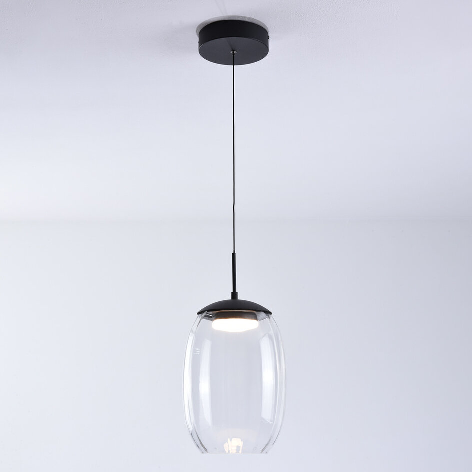Hanglamp met transparant glas en 3-staps dimbare LEDs - Isra