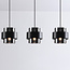 3-lichts hanglamp Faey - smoke glas en zwart langwerpig